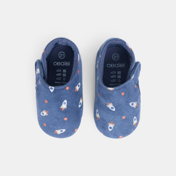 جوارب أطفال زرقاء عليها رسومات مركبة فضاء للطفل الرضيع